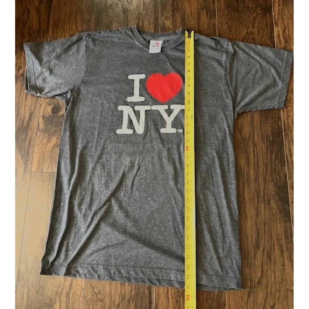 I Love NY Men's Graphic Print Short Sleeve Gray Jersey T-Shirt Crew Neck 2XL‎